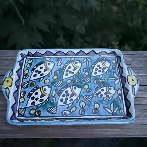 Vintage Ceramic Signed Jerusalem Tray or Dish School of Fish Preowned 6.75” L - Picture 13 of 14